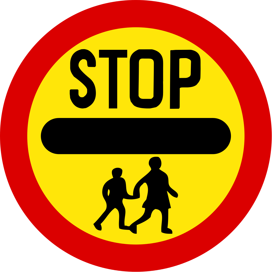 School crossing patrol (sign held by school wardens)